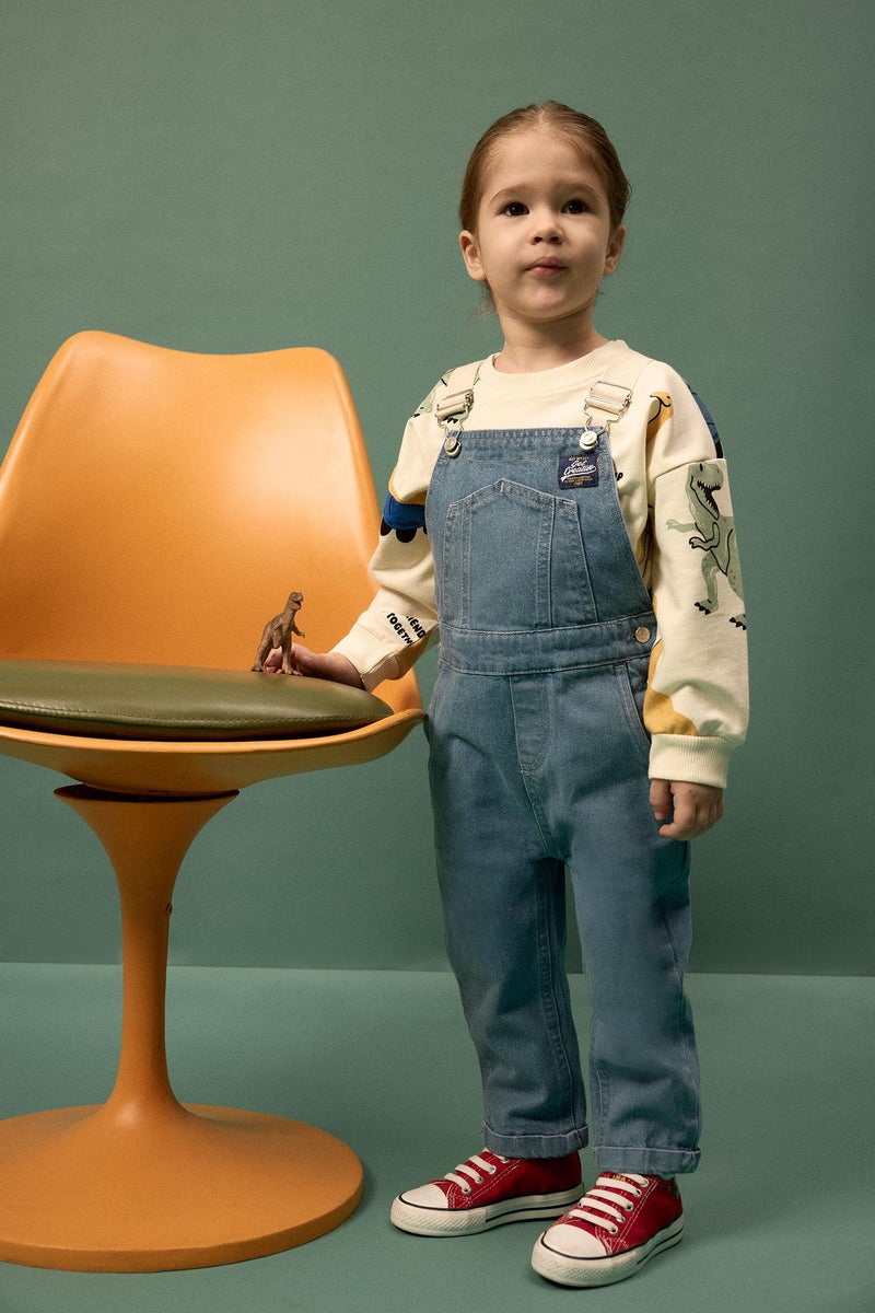 ديفاكتو سويت شيرت اولادي قصة عادية وطبعة ديناصور - Image 1